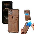 Y Style Multifunction Card Stand Back Cover PU + TPU + PC Magnetic Shockproof Case For iPhone 12 Pro Max(Brown) - 1