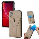 Y Style Multifunction Card Stand Back Cover PU + TPU + PC Magnetic Shockproof Case For iPhone 11(Khaki) - 1