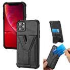 Y Style Multifunction Card Stand Back Cover PU + TPU + PC Magnetic Shockproof Case For iPhone 11 Pro Max(Black) - 1