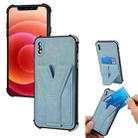 Y Style Multifunction Card Stand Back Cover PU + TPU + PC Magnetic Shockproof Case For iPhone X / XS(Blue) - 1