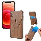 Y Style Multifunction Card Stand Back Cover PU + TPU + PC Magnetic Shockproof Case For iPhone X / XS(Brown) - 1
