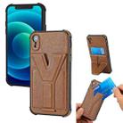 Y Style Multifunction Card Stand Back Cover PU + TPU + PC Magnetic Shockproof Case For iPhone XR(Brown) - 1