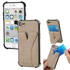 Y Style Multifunction Card Stand Back Cover PU + TPU + PC Magnetic Shockproof Case For iPhone SE 2022 / SE 2020 / 7 / 8(Khaki) - 1