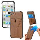 Y Style Multifunction Card Stand Back Cover PU + TPU + PC Magnetic Shockproof Case For iPhone SE 2022 / SE 2020 / 7 / 8(Brown) - 1