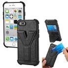 Y Style Multifunction Card Stand Back Cover PU + TPU + PC Magnetic Shockproof Case For iPhone SE 2022 / SE 2020 / 7 / 8(Black) - 1