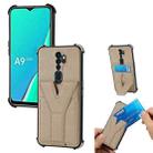 For OPPO A9 2020 Y Style Multifunction Card Stand Back Cover PU + TPU + PC Magnetic Shockproof Case(Khaki) - 1