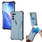 For OPPO Reno5 5G Y Style Multifunction Card Stand Back Cover PU + TPU + PC Magnetic Shockproof Case(Blue) - 1