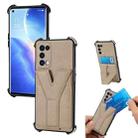 For OPPO Reno5 5G Y Style Multifunction Card Stand Back Cover PU + TPU + PC Magnetic Shockproof Case(Khaki) - 1