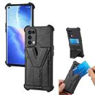 For OPPO Reno5 5G Y Style Multifunction Card Stand Back Cover PU + TPU + PC Magnetic Shockproof Case(Black) - 1