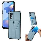 For OPPO Reno6 Y Style Multifunction Card Stand Back Cover PU + TPU + PC Magnetic Shockproof Case(Blue) - 1