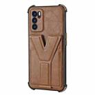 For OPPO Reno6 Y Style Multifunction Card Stand Back Cover PU + TPU + PC Magnetic Shockproof Case(Brown) - 2