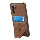 For OPPO Reno6 Y Style Multifunction Card Stand Back Cover PU + TPU + PC Magnetic Shockproof Case(Brown) - 4