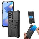 For OPPO Reno6 Y Style Multifunction Card Stand Back Cover PU + TPU + PC Magnetic Shockproof Case(Black) - 1
