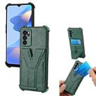 For OPPO A16 Y Style Multifunction Card Stand Back Cover PU + TPU + PC Magnetic Shockproof Case(Green) - 1