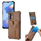 For OPPO A16 Y Style Multifunction Card Stand Back Cover PU + TPU + PC Magnetic Shockproof Case(Brown) - 1