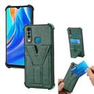 For Infinix Hot 8 Y Style Multifunction Card Stand Back Cover PU + TPU + PC Magnetic Shockproof Case(Green) - 1