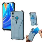 For Infinix Hot 8 Y Style Multifunction Card Stand Back Cover PU + TPU + PC Magnetic Shockproof Case(Light Blue) - 1