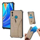 For Infinix Hot 8 Y Style Multifunction Card Stand Back Cover PU + TPU + PC Magnetic Shockproof Case(Khaki) - 1