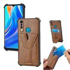 For Infinix Hot 8 Y Style Multifunction Card Stand Back Cover PU + TPU + PC Magnetic Shockproof Case(Brown) - 1