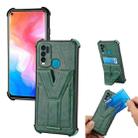 For Infinix Hot 9 Y Style Multifunction Card Stand Back Cover PU + TPU + PC Magnetic Shockproof Case(Green) - 1