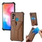 For Infinix Hot 9 Y Style Multifunction Card Stand Back Cover PU + TPU + PC Magnetic Shockproof Case(Brown) - 1