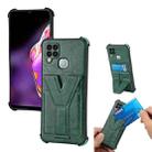For Infinix Hot 10 Y Style Multifunction Card Stand Back Cover PU + TPU + PC Magnetic Shockproof Case(Green) - 1