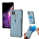 For Infinix Hot 10 Y Style Multifunction Card Stand Back Cover PU + TPU + PC Magnetic Shockproof Case(Light Blue) - 1