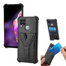 For Infinix Hot 10 Y Style Multifunction Card Stand Back Cover PU + TPU + PC Magnetic Shockproof Case(Black) - 1