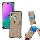 For Infinix Hot 10 Play Y Style Multifunction Card Stand Back Cover PU + TPU + PC Magnetic Shockproof Case(Khaki) - 1