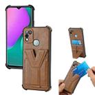 For Infinix Hot 10 Play Y Style Multifunction Card Stand Back Cover PU + TPU + PC Magnetic Shockproof Case(Brown) - 1