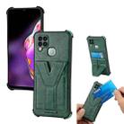 For Infinix Hot 10T Y Style Multifunction Card Stand Back Cover PU + TPU + PC Magnetic Shockproof Case(Green) - 1