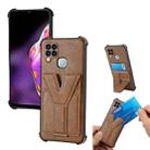 For Infinix Hot 10T Y Style Multifunction Card Stand Back Cover PU + TPU + PC Magnetic Shockproof Case(Brown) - 1