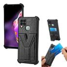 For Infinix Hot 10T Y Style Multifunction Card Stand Back Cover PU + TPU + PC Magnetic Shockproof Case(Black) - 1