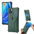 For Infinix Note 8 Y Style Multifunction Card Stand Back Cover PU + TPU + PC Magnetic Shockproof Case(Green) - 1