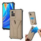 For Infinix Note 8 Y Style Multifunction Card Stand Back Cover PU + TPU + PC Magnetic Shockproof Case(Khaki) - 1