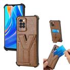 For Infinix Note 8 Y Style Multifunction Card Stand Back Cover PU + TPU + PC Magnetic Shockproof Case(Brown) - 1