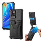 For Infinix Note 8 Y Style Multifunction Card Stand Back Cover PU + TPU + PC Magnetic Shockproof Case(Black) - 1