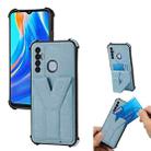 For Tecno Spark 7 Pro Y Style Multifunction Card Stand Back Cover PU + TPU + PC Magnetic Shockproof Case(Light Blue) - 1