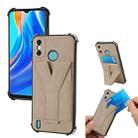 For Tecno Spark Go 2020 Y Style Multifunction Card Stand Back Cover PU + TPU + PC Magnetic Shockproof Case(Khaki) - 1