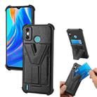 For Tecno Spark Go 2020 Y Style Multifunction Card Stand Back Cover PU + TPU + PC Magnetic Shockproof Case(Black) - 1