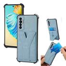 For Tecno Camon 17P Y Style Multifunction Card Stand Back Cover PU + TPU + PC Magnetic Shockproof Case(Light Blue) - 1