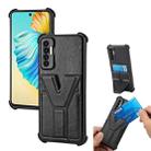 For Tecno Camon 17P Y Style Multifunction Card Stand Back Cover PU + TPU + PC Magnetic Shockproof Case(Black) - 1