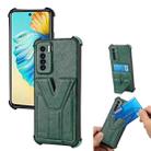 For Tecno Camon 17 Pro Y Style Multifunction Card Stand Back Cover PU + TPU + PC Magnetic Shockproof Case(Green) - 1