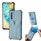For Tecno Camon 17 Pro Y Style Multifunction Card Stand Back Cover PU + TPU + PC Magnetic Shockproof Case(Light Blue) - 1