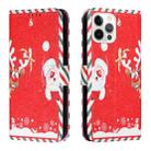 Silk Texture Christmas Painted Pattern Horizontal Flip Leather Case with Holder & Card Slots & Wallet & Photo Frame For iPhone 12 / 12 Pro(Santa Claus And Deer) - 1