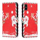 Silk Texture Christmas Painted Pattern Horizontal Flip Leather Case with Holder & Card Slots & Wallet & Photo Frame For iPhone X / XS(Santa Claus And Deer) - 1