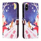 Silk Texture Christmas Painted Pattern Horizontal Flip Leather Case with Holder & Card Slots & Wallet & Photo Frame For iPhone XS Max(Moon Santa Claus) - 1