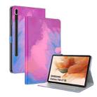 For Samsung Galaxy Tab S7 FE 12.4 inch 2021 T730 / T736 Voltage Watercolor Pattern Skin Feel Magnetic Horizontal Flip PU Leather Case with Holder & Card Slots & Photo Frame(Purple Red) - 1