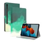 For Samsung Galaxy Tab S8+ / Tab S8 Plus /  Tab S7 FE / Tab S7+ 12.4 inch T970 / T976B Voltage Watercolor Pattern Skin Feel Magnetic Horizontal Flip PU Leather Case with Holder & Card Slots & Photo Frame(Cyan Green) - 1