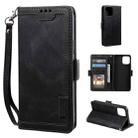 For iPhone 13 Pro Retro Splicing Horizontal Flip Leather Case with Card Slots & Holder & Wallet (Black) - 1